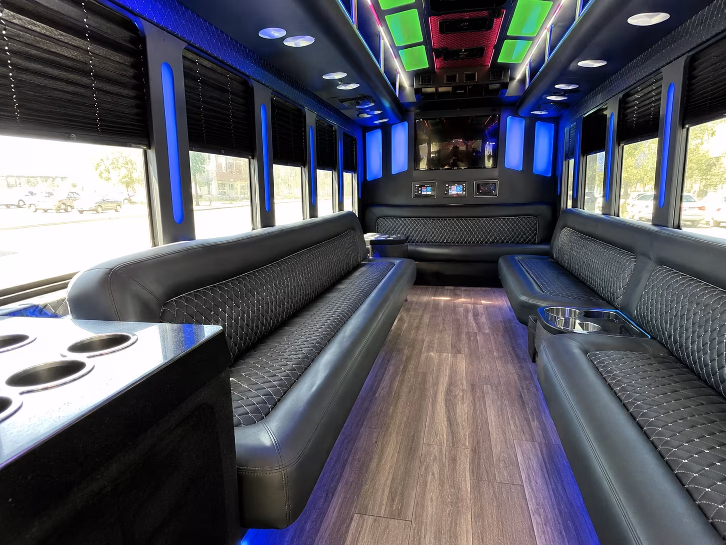 doral 15 passenger party bus inside