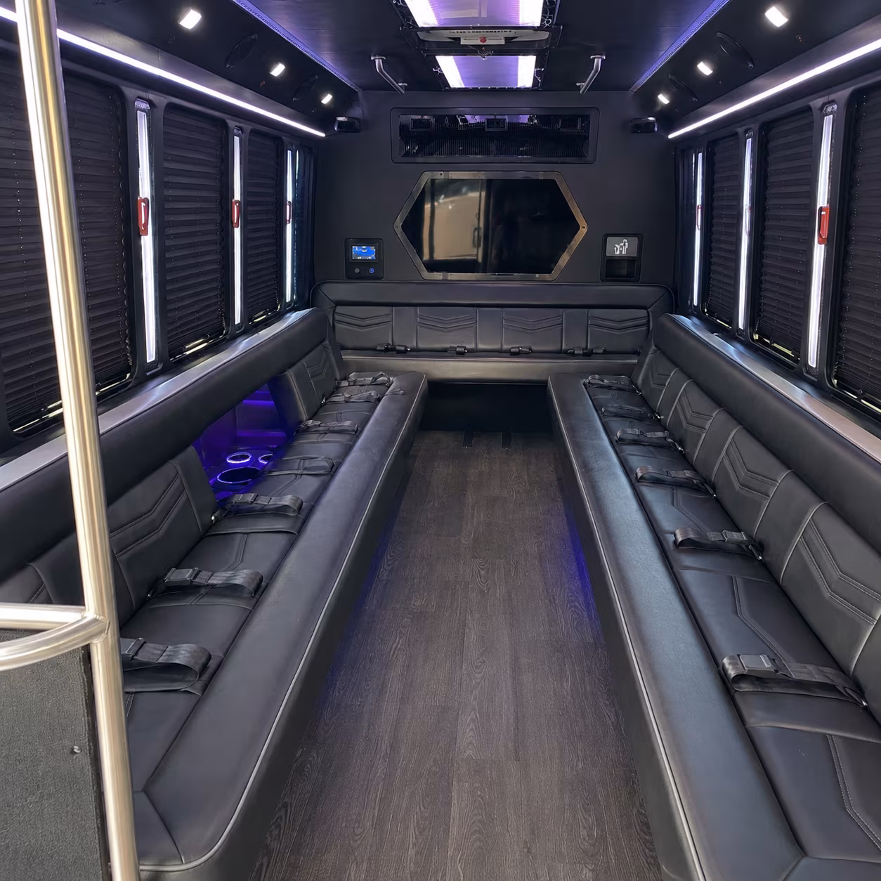 doral 18 passenger party bus interior