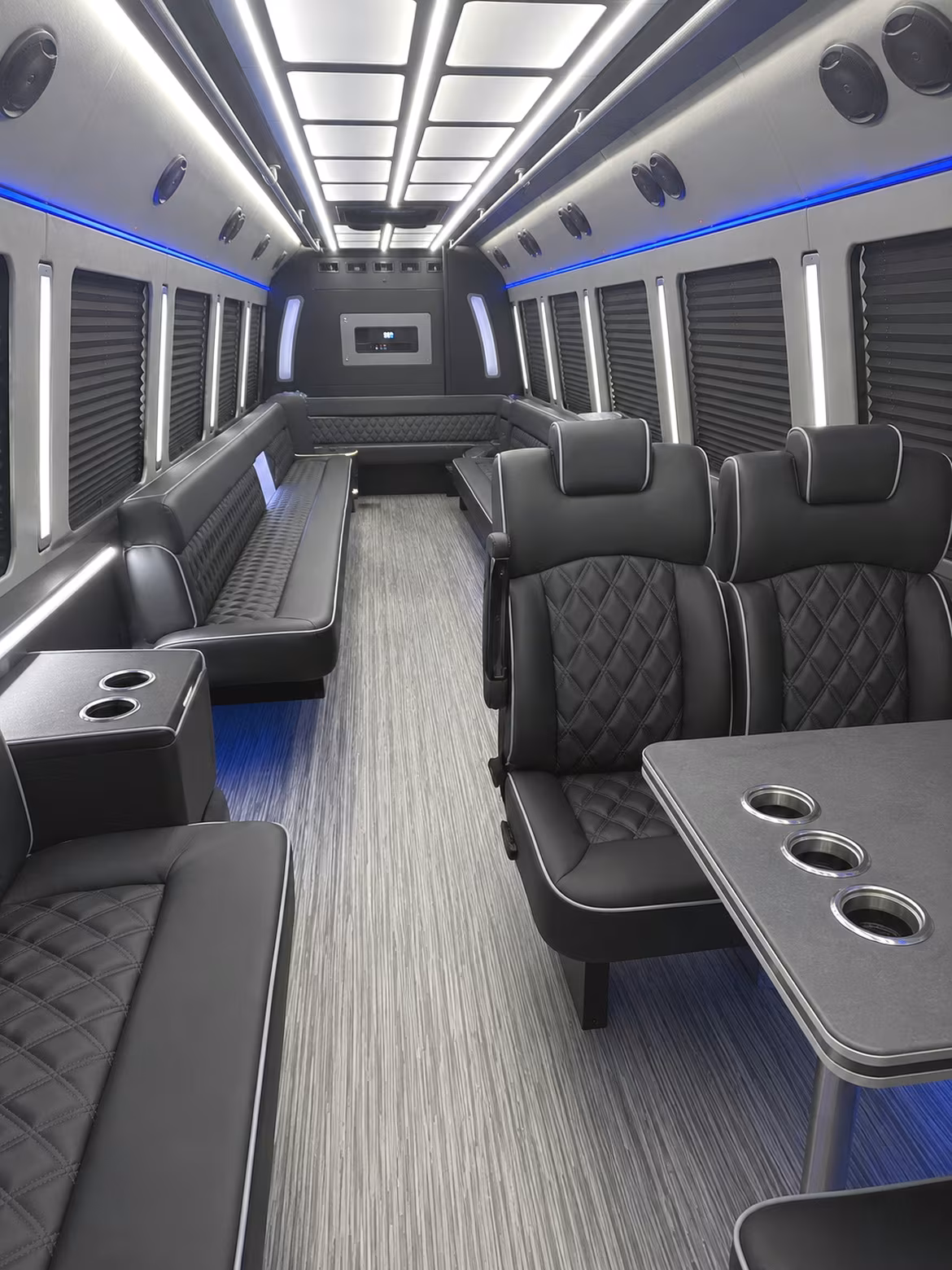 doral 25 passenger party bus inside