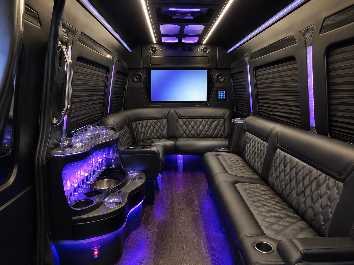 doral 40 passenger party bus inside