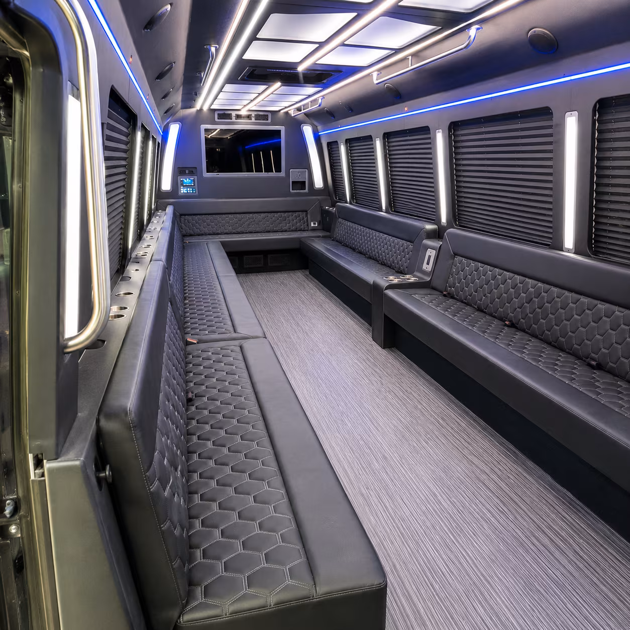 doral 40 passenger party bus interior